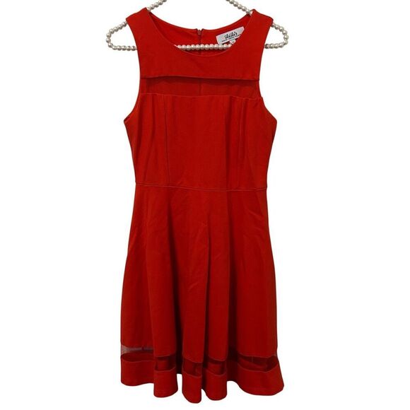 LuLu's Dress Womens M skater orange Fit And Flare Mesh Panel Sleeveless Party - Picture 2 of 14